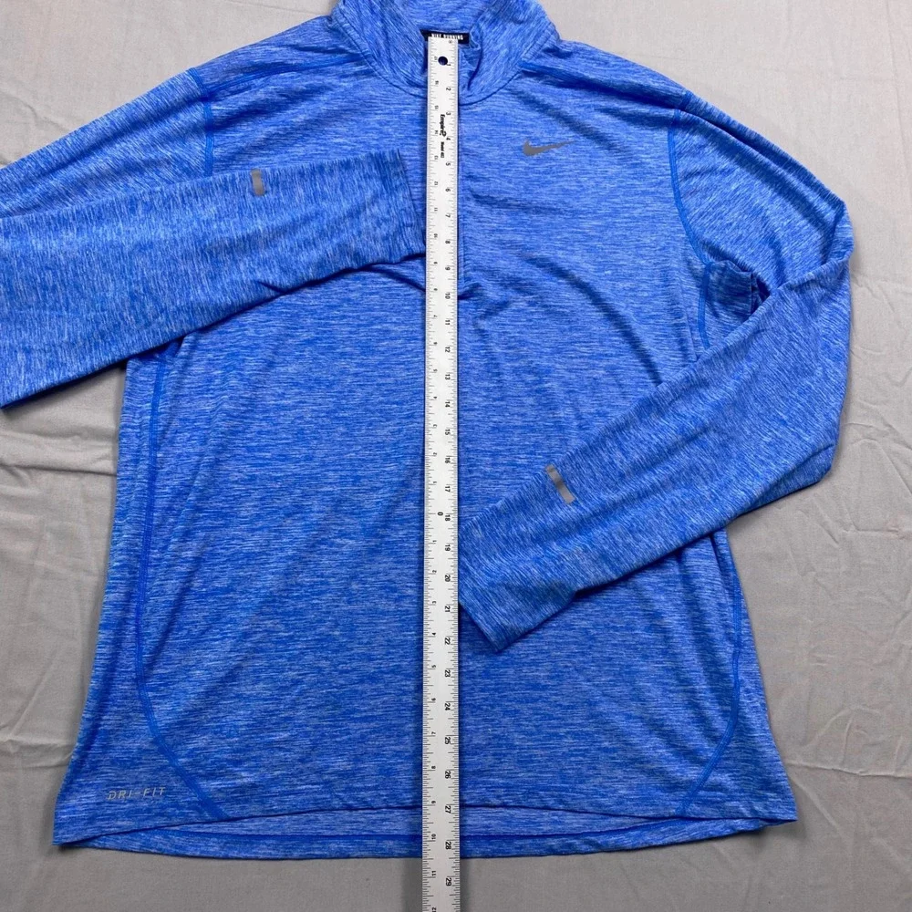 Nike Running Dri-FIT 1/4 Zip Pullover Mens Large Blue Heathered Training